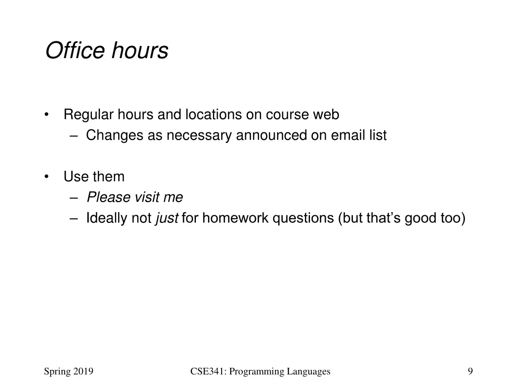 office hours