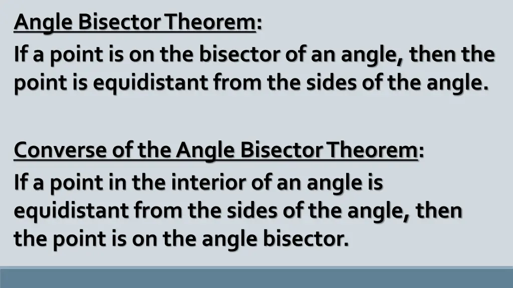 angle bisector theorem if a point