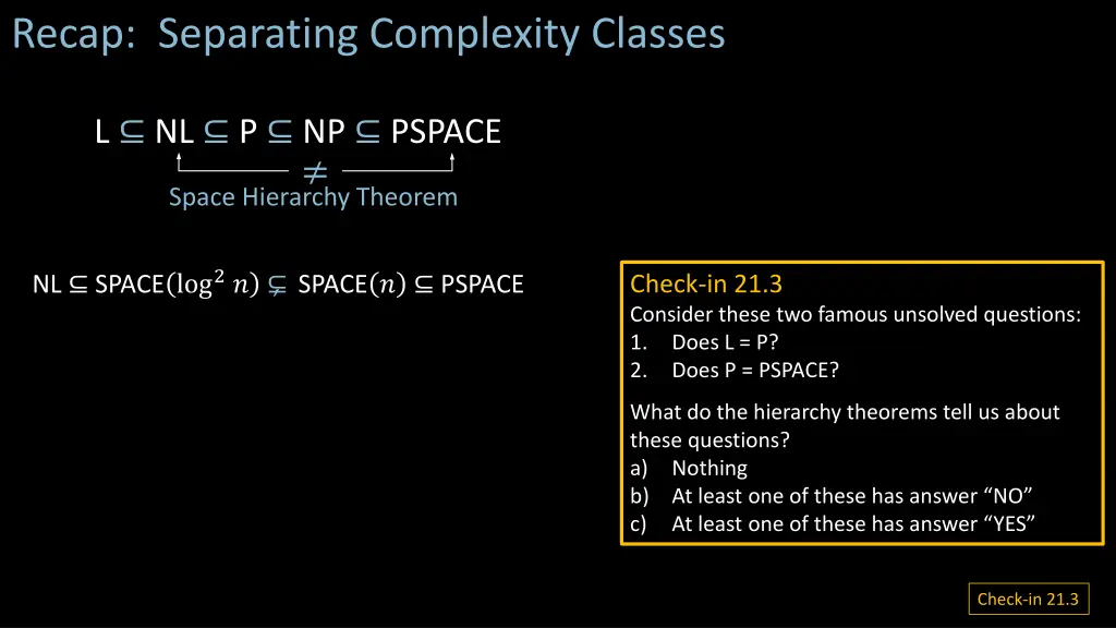 recap separating complexity classes