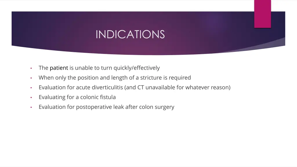 indications