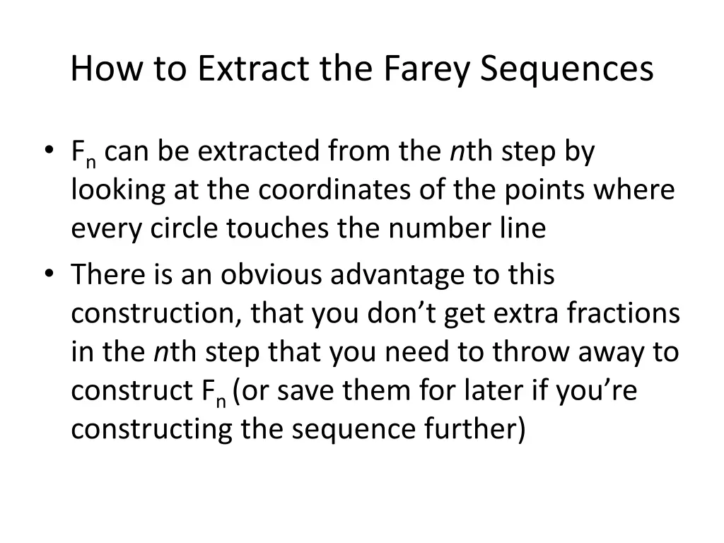 how to extract the farey sequences
