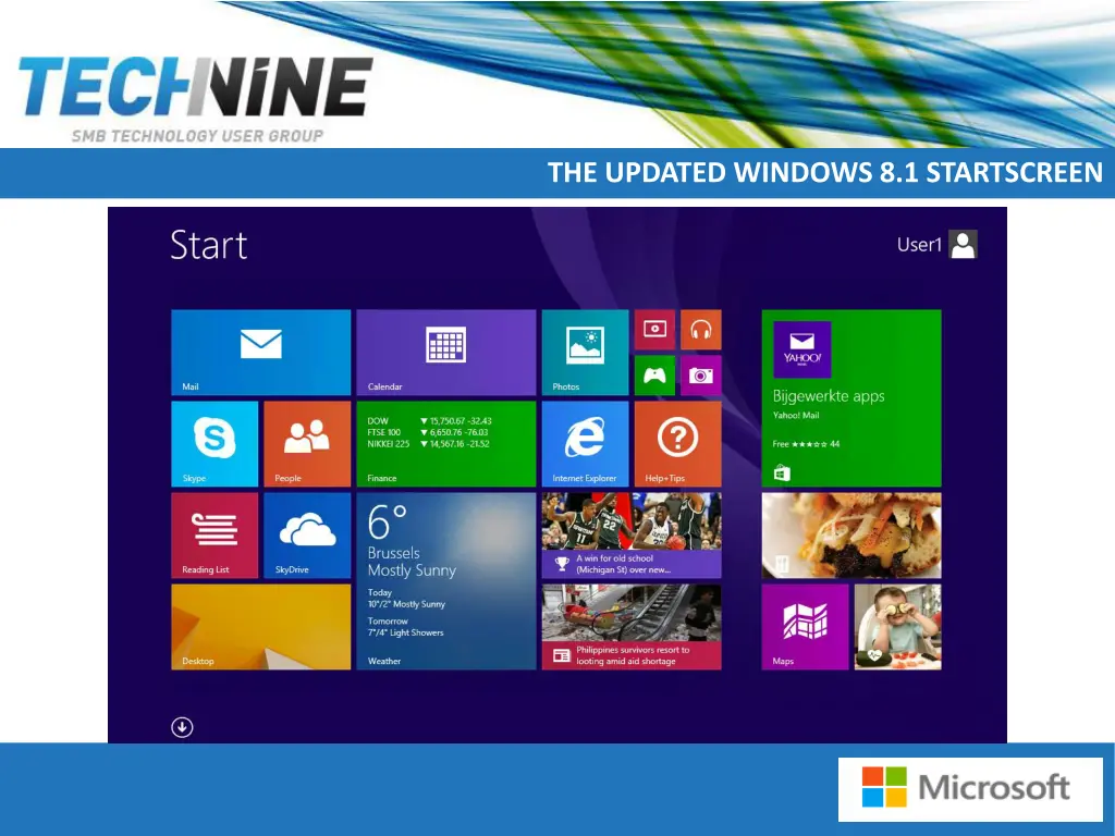 the updated windows 8 1 startscreen