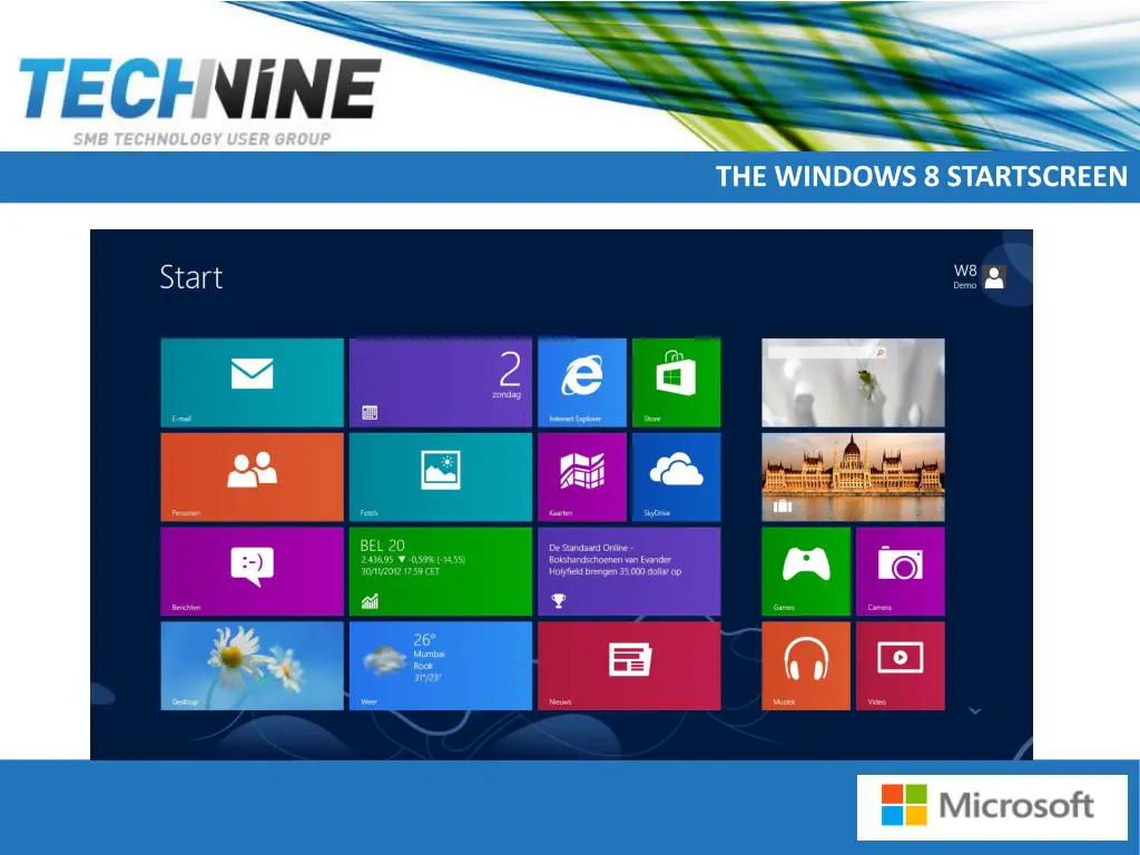 the windows 8 startscreen