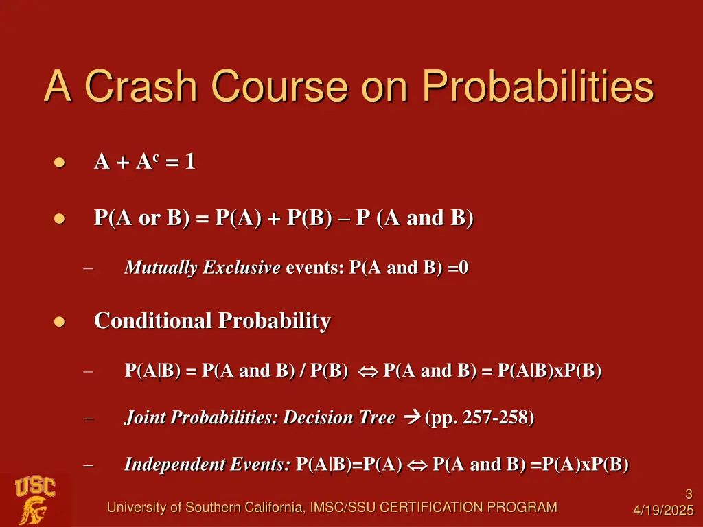 a crash course on probabilities