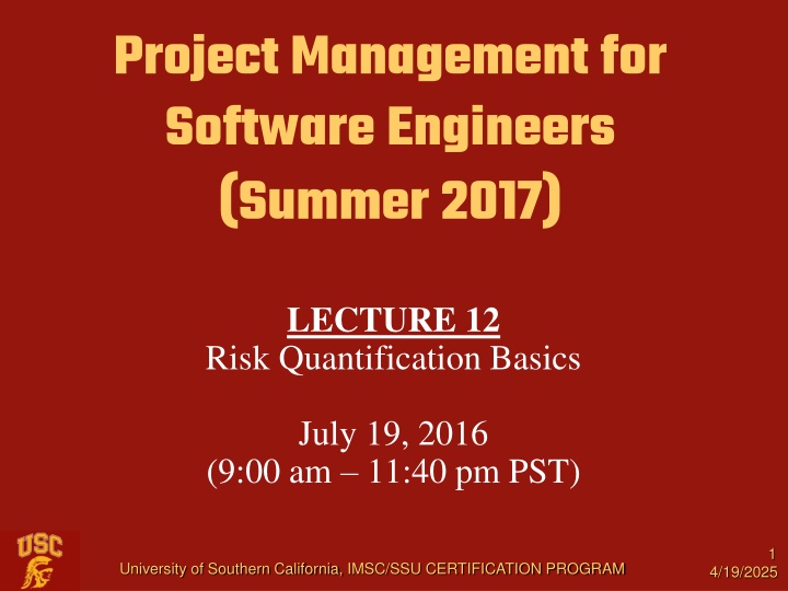 project management for software engineers summer