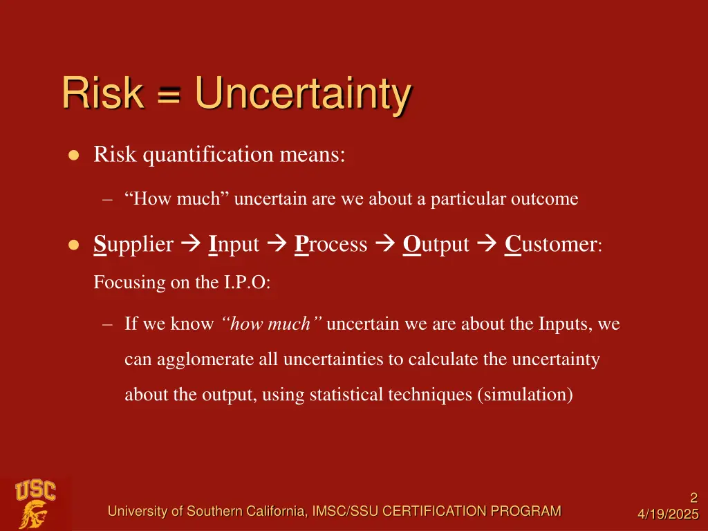 risk uncertainty