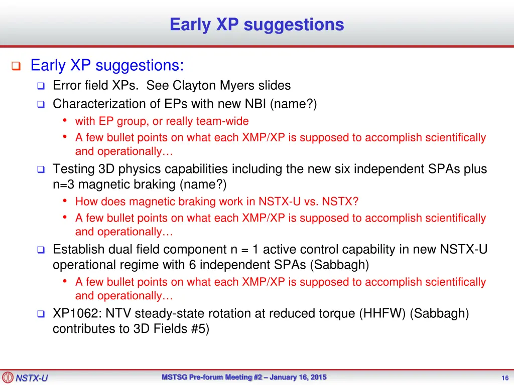 early xp suggestions