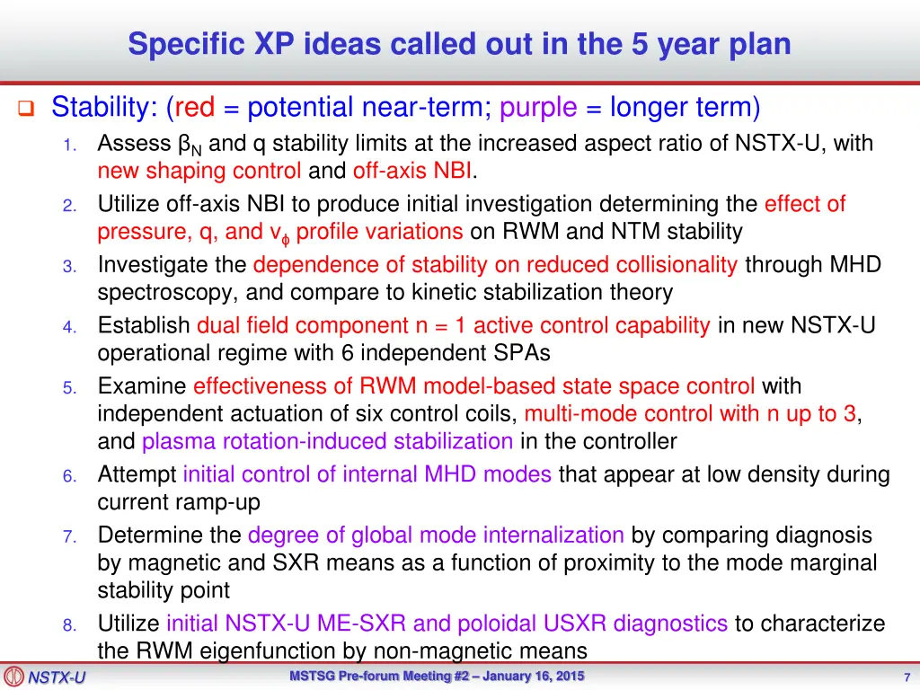 specific xp ideas called out in the 5 year plan