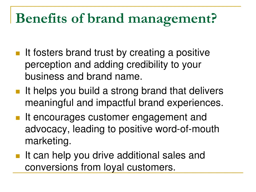 benefits of brand management