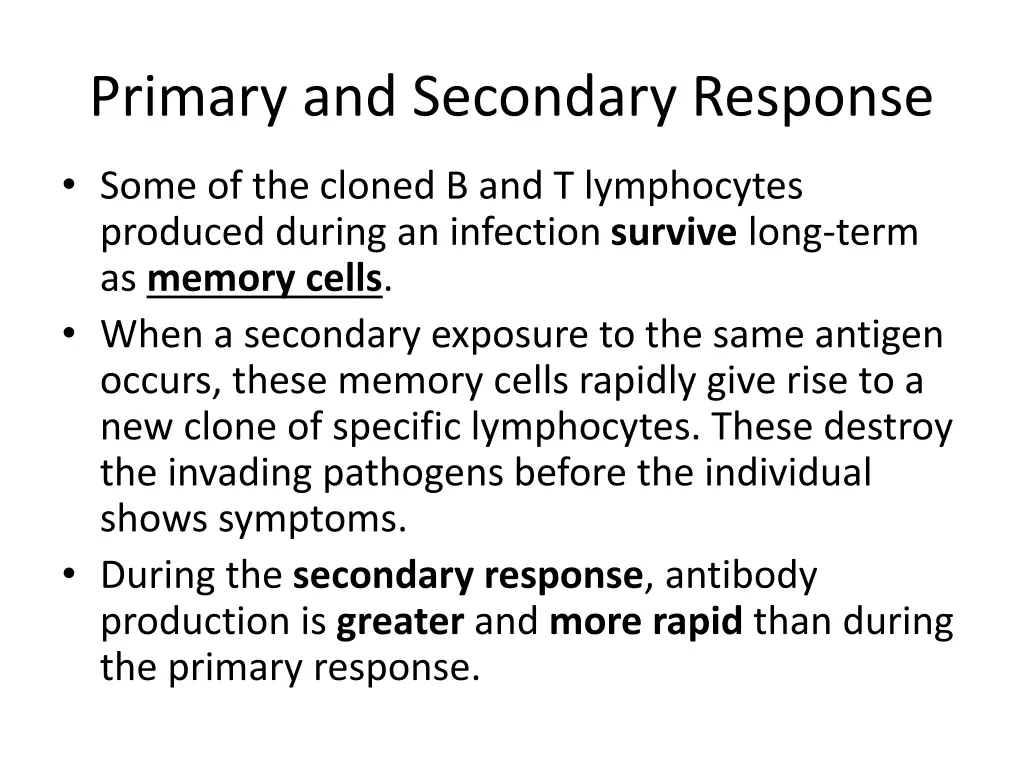 primary and secondary response