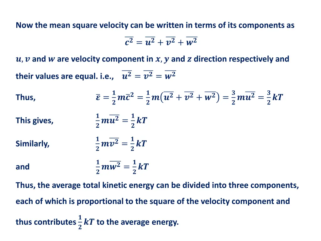 now the mean square velocity can be written