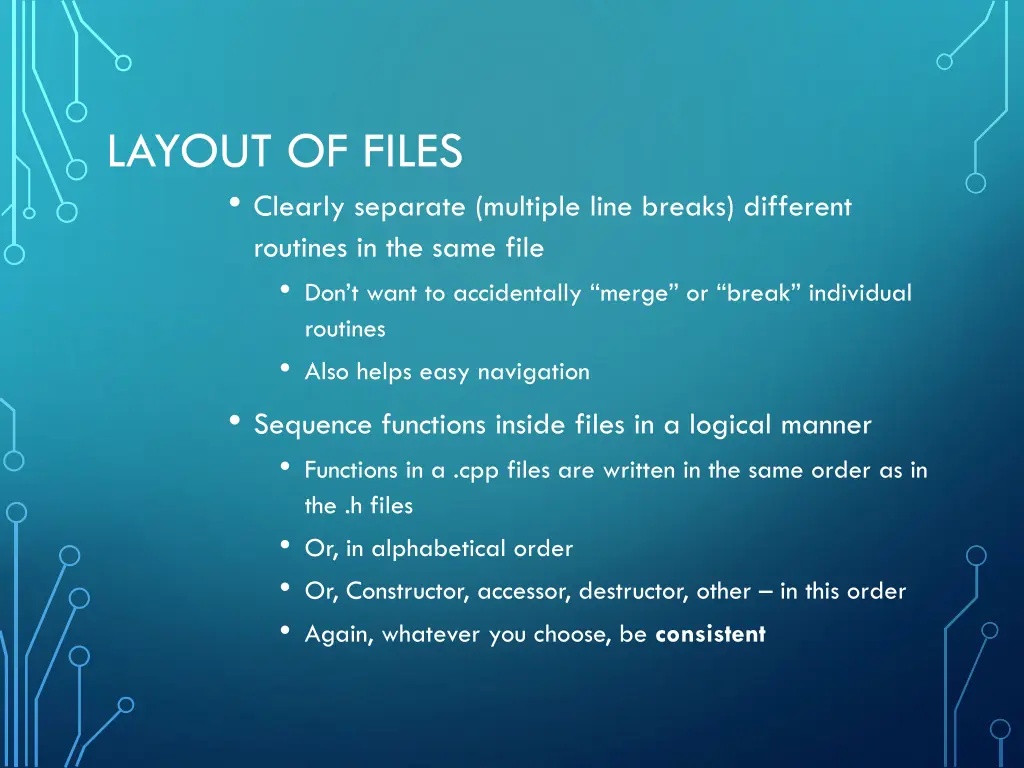 layout of files clearly separate multiple line