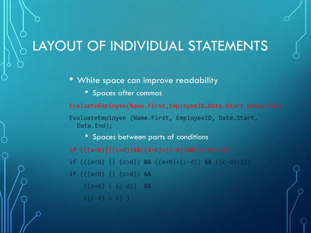 layout of individual statements 1