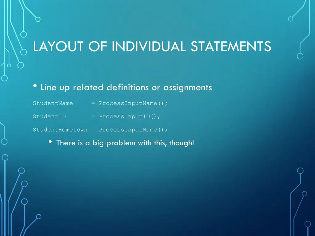 layout of individual statements 2