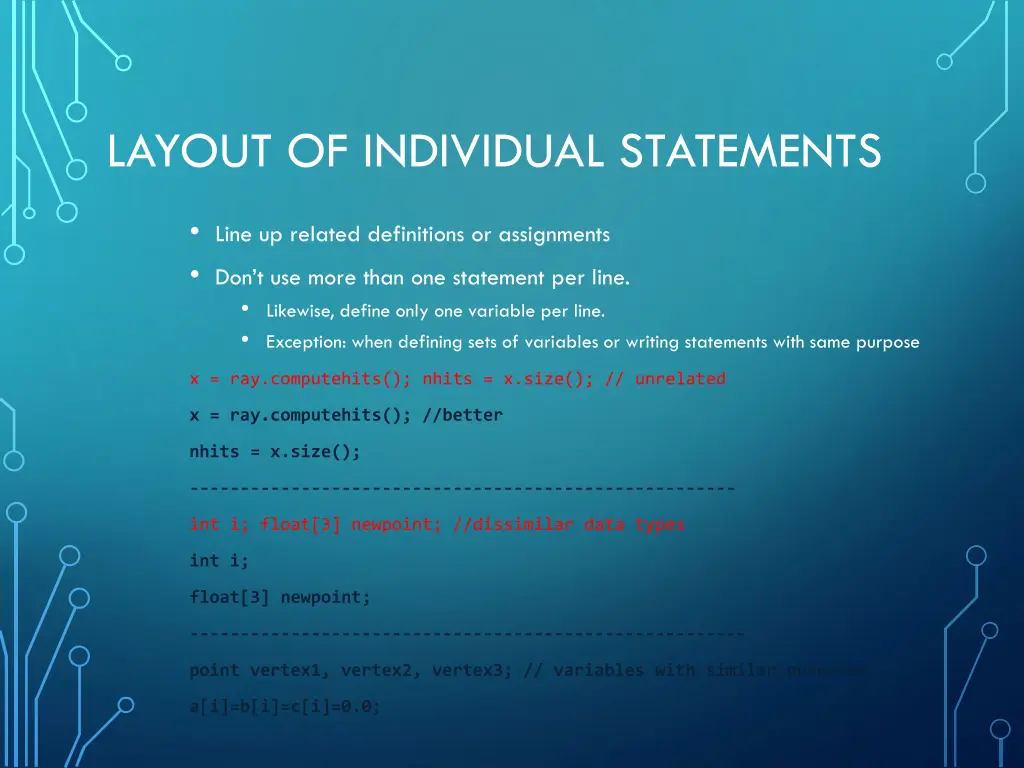layout of individual statements 3