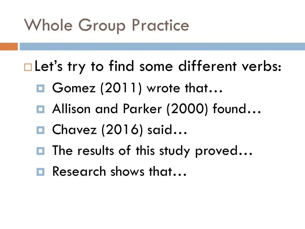whole group practice