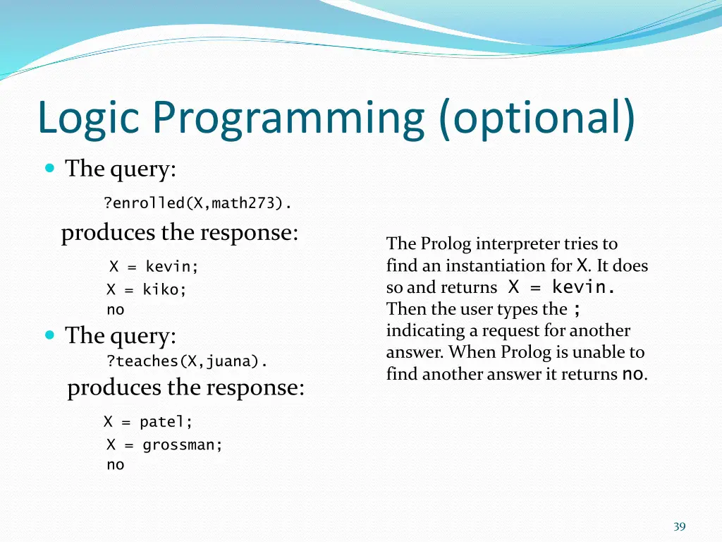logic programming optional 2