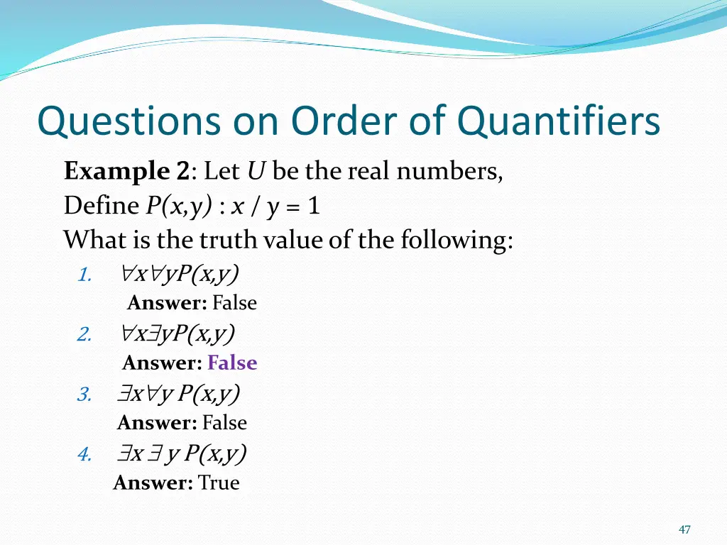 questions on order of quantifiers example 1