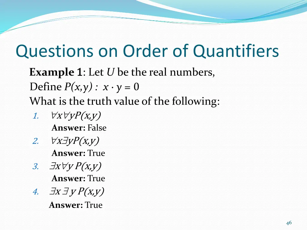 questions on order of quantifiers example