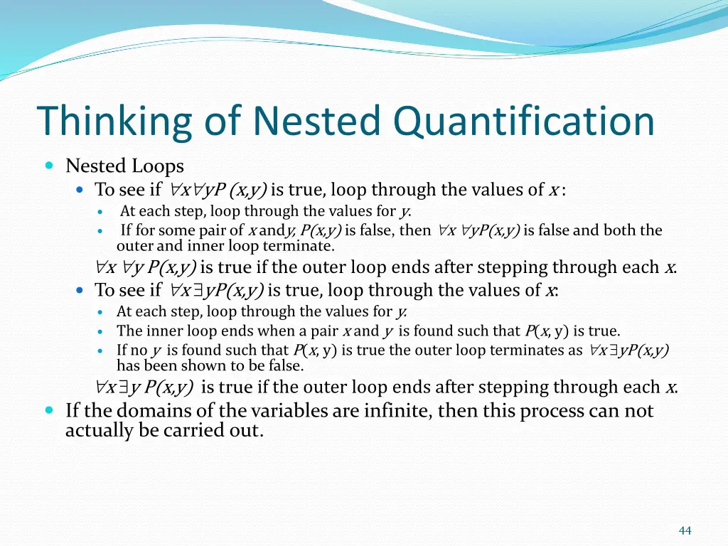 thinking of nested quantification