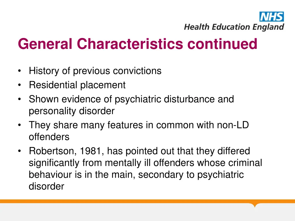 general characteristics continued