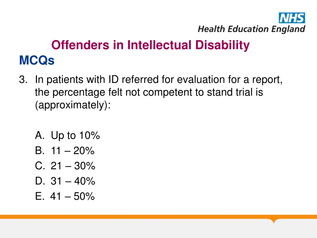 offenders in intellectual disability mcqs