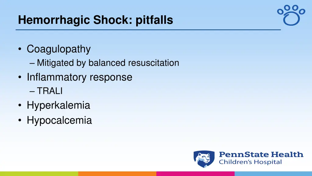 hemorrhagic shock pitfalls