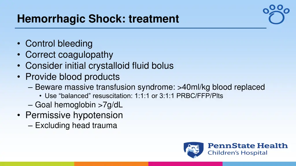 hemorrhagic shock treatment