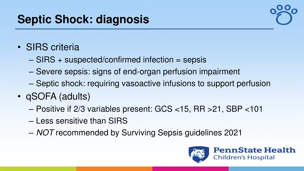 septic shock diagnosis
