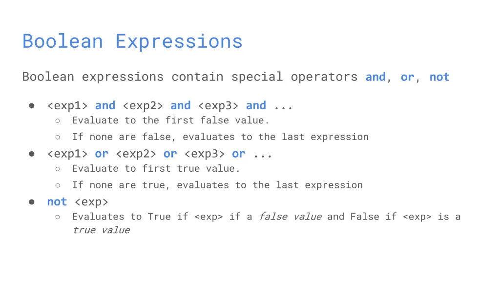 boolean expressions