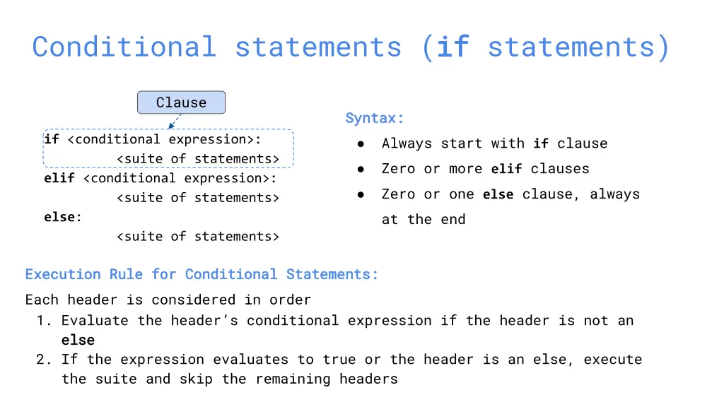 conditional statements if