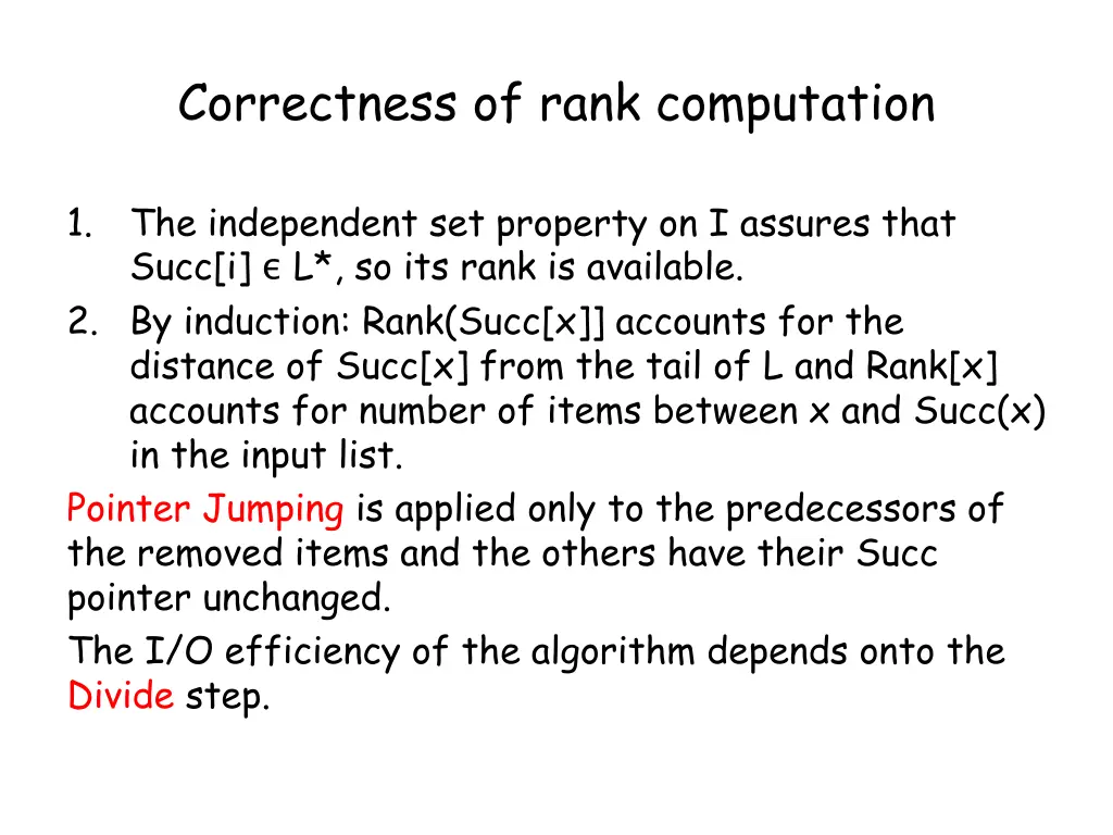correctness of rank computation