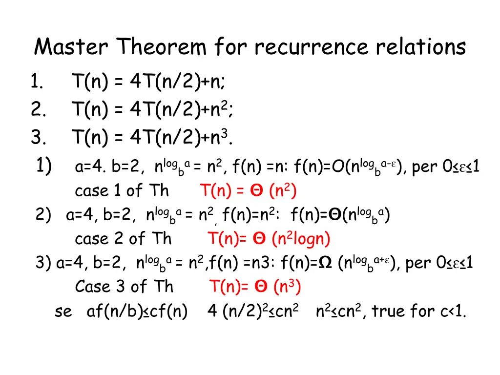 master theorem for recurrence relations 2