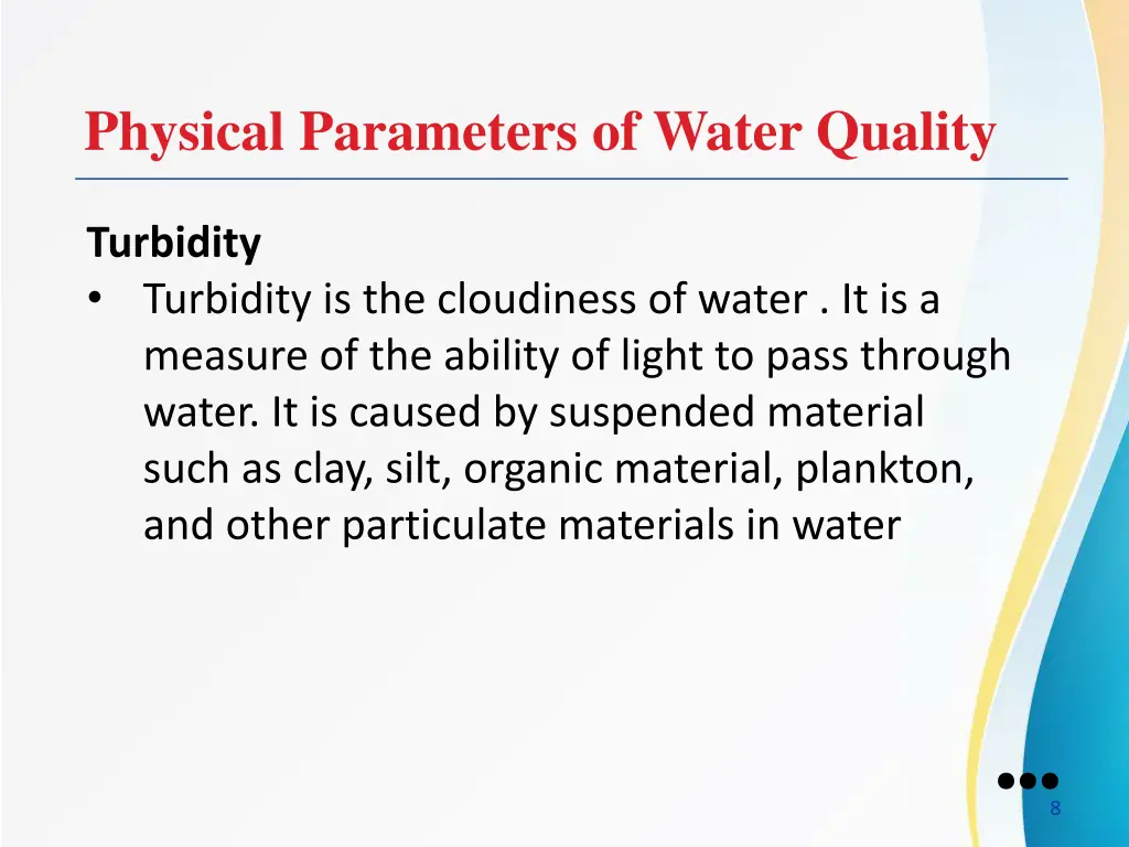 physical parameters of water quality