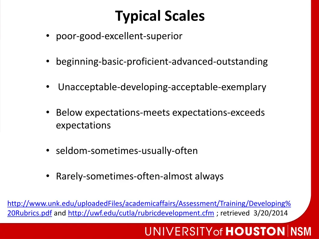typical scales