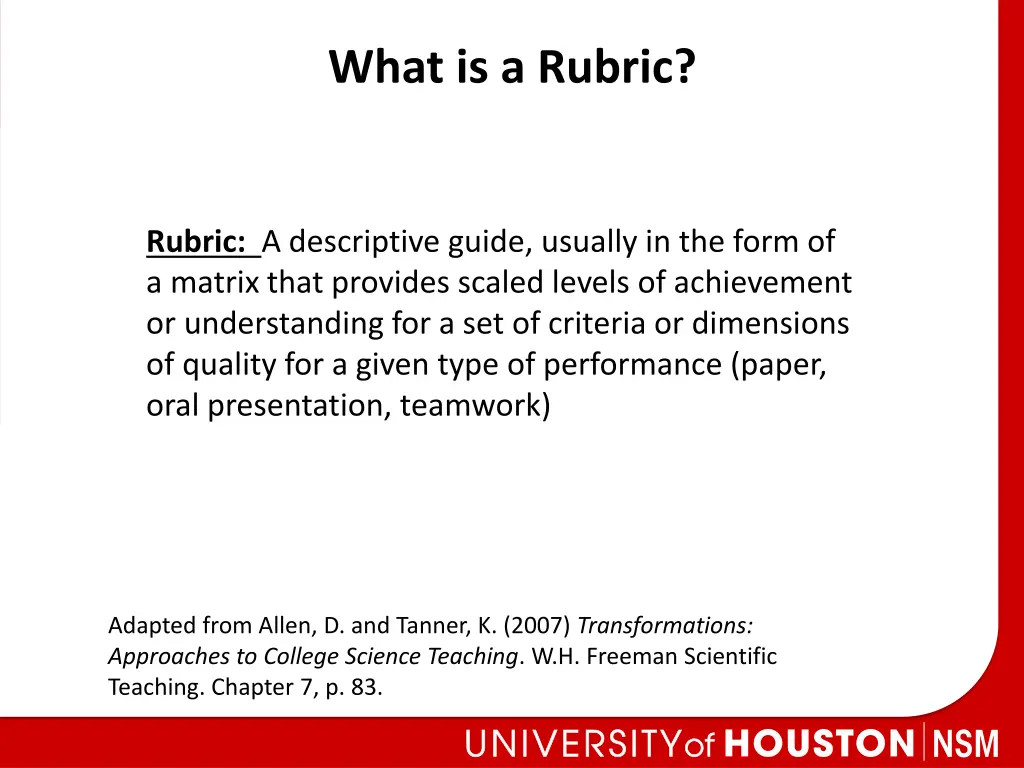 what is a rubric