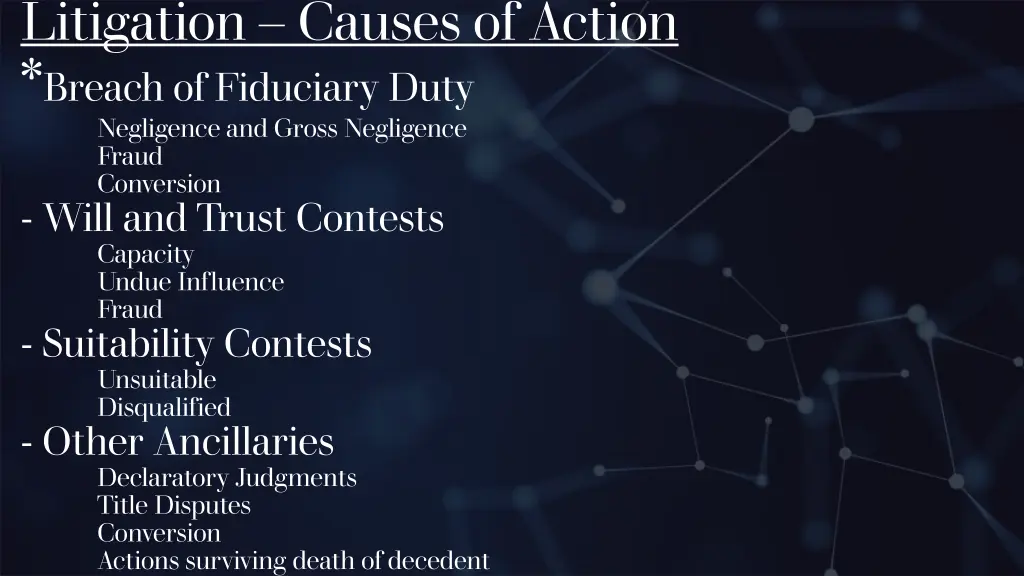 litigation causes of action breach of fiduciary