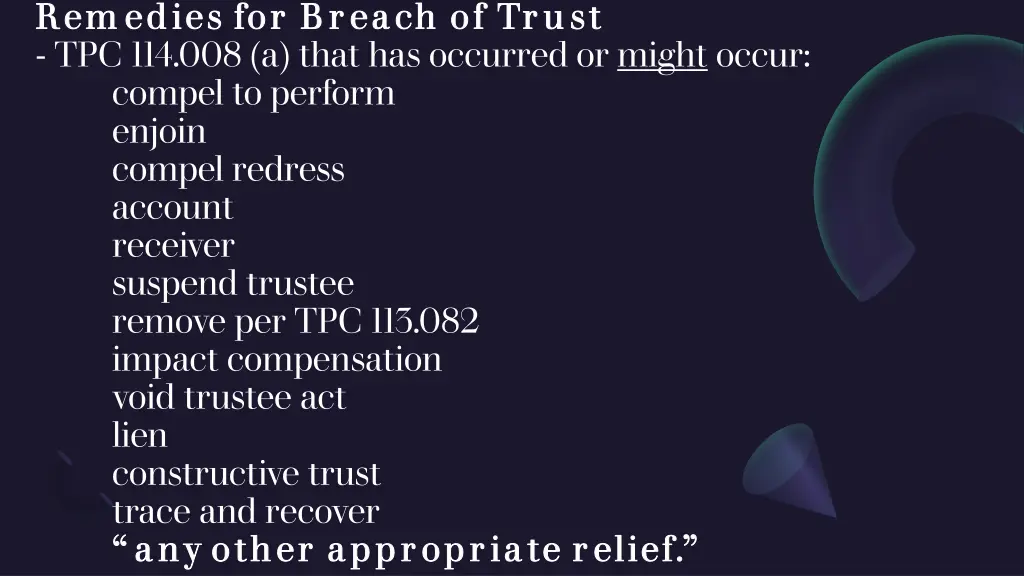 rem edies for breach of trust rem edies