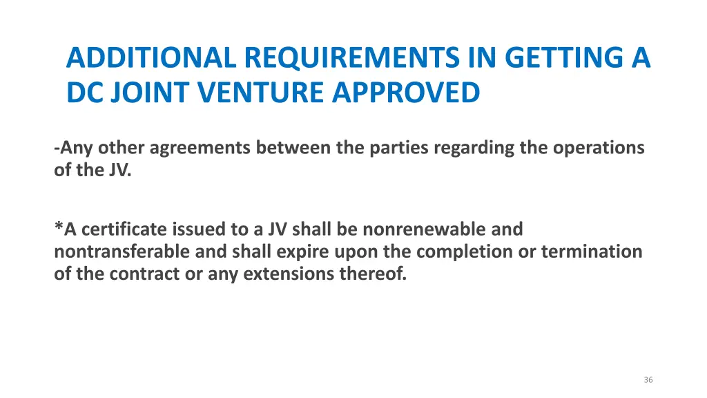 additional requirements in getting a dc joint 1