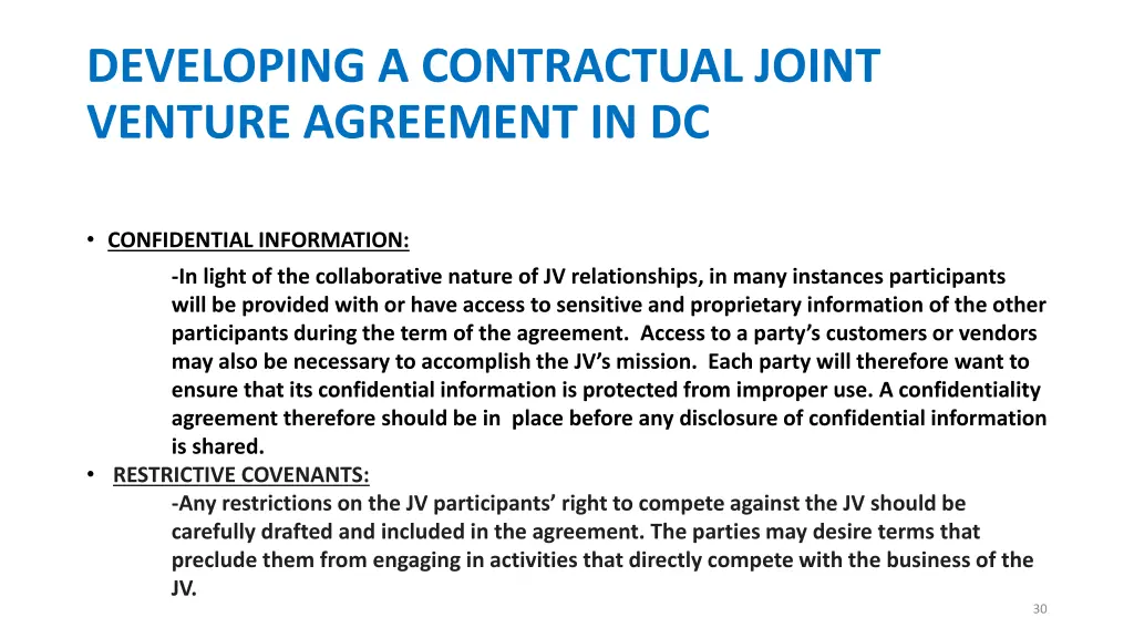 developing a contractual joint venture agreement 2