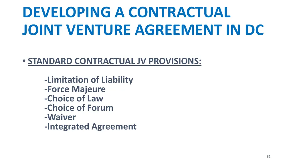 developing a contractual joint venture agreement 3