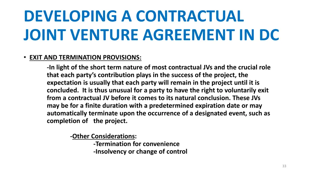 developing a contractual joint venture agreement 5