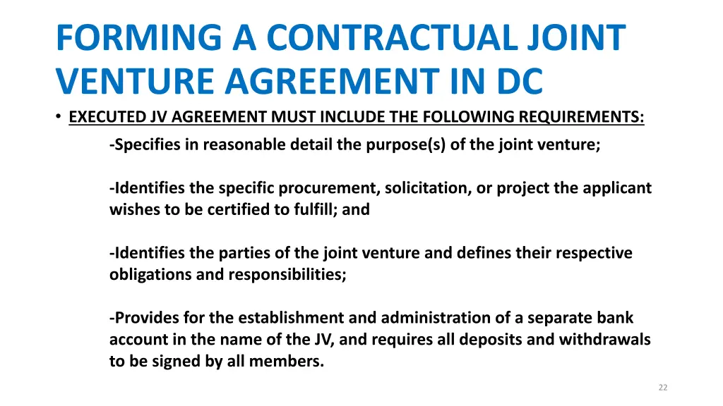 forming a contractual joint venture agreement