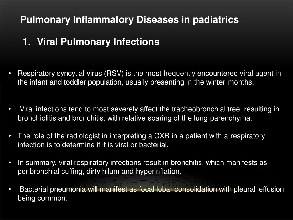 pulmonary inflammatory diseases in padiatrics