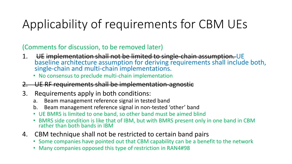 applicability of requirements for cbm ues