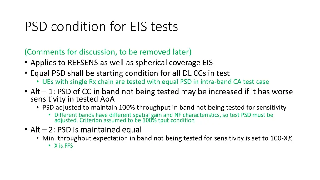 psd condition for eis tests