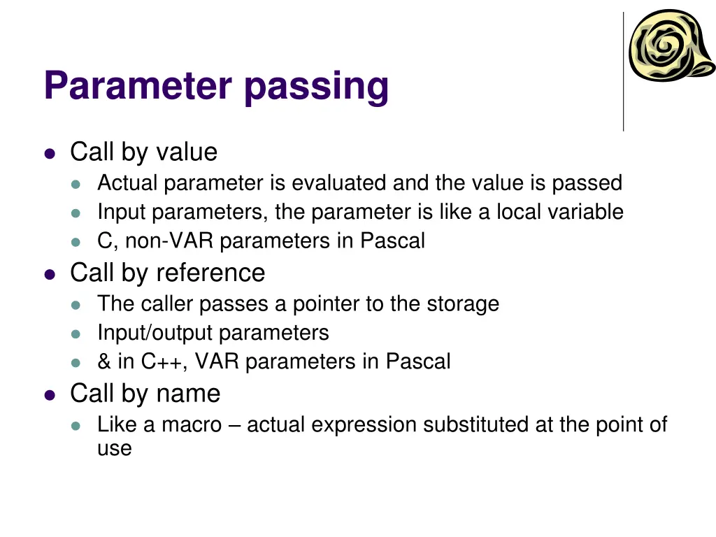 parameter passing