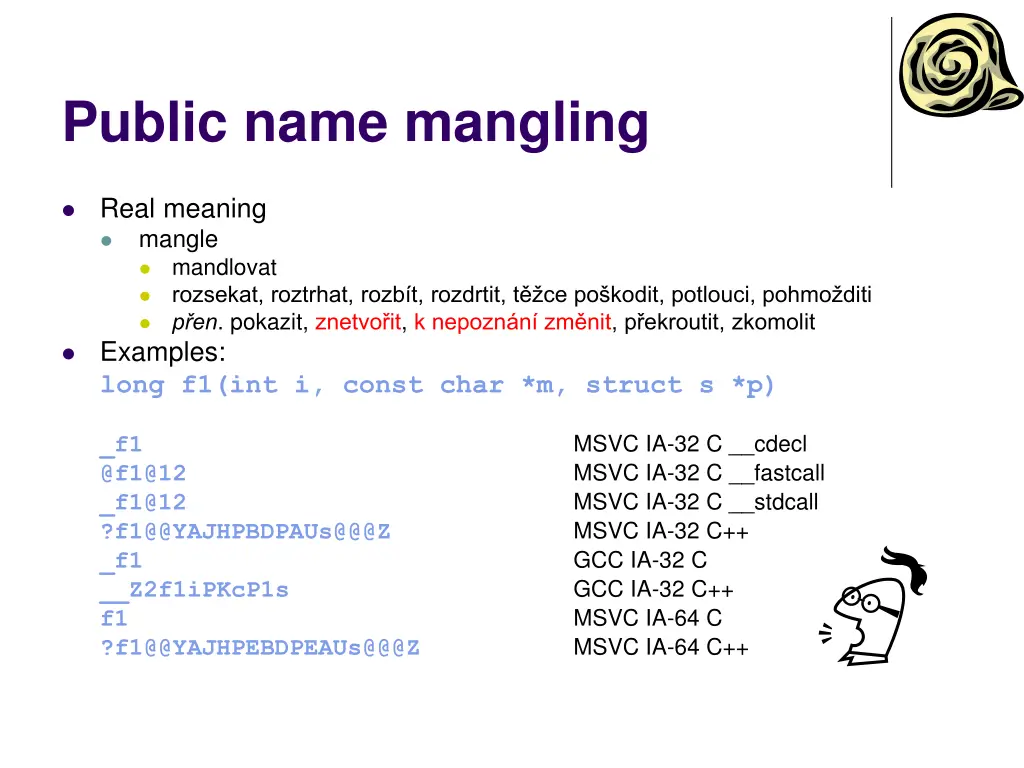 public name mangling