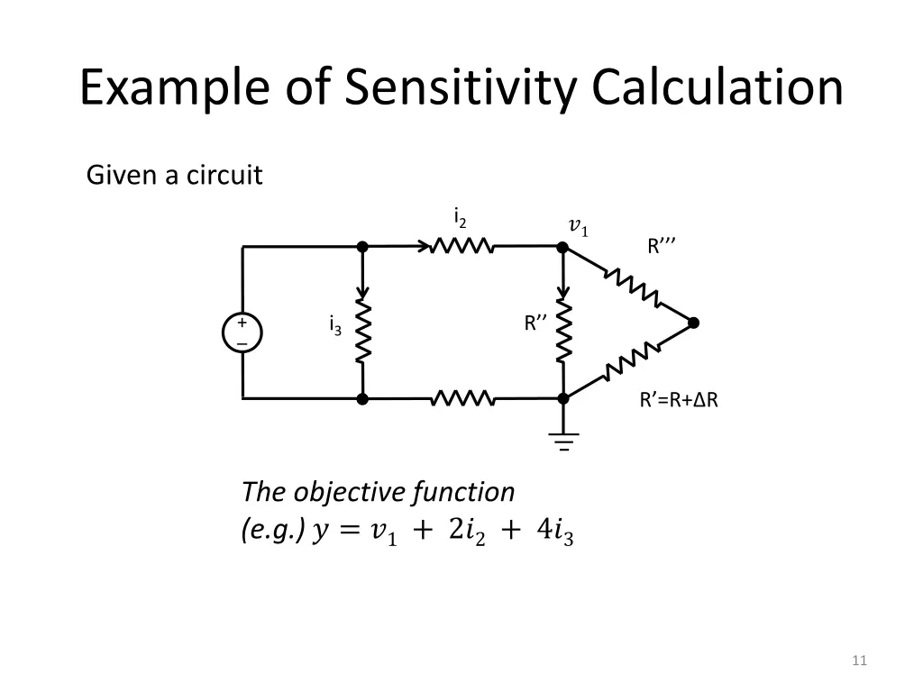 example of sensitivity calculation