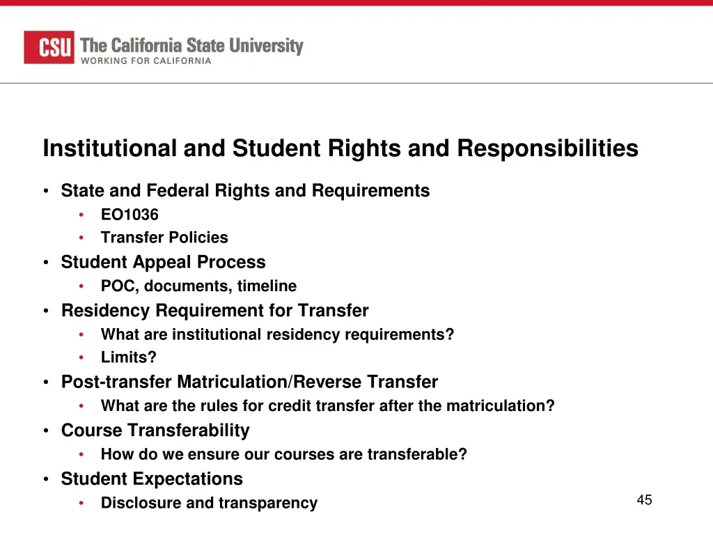 institutional and student rights